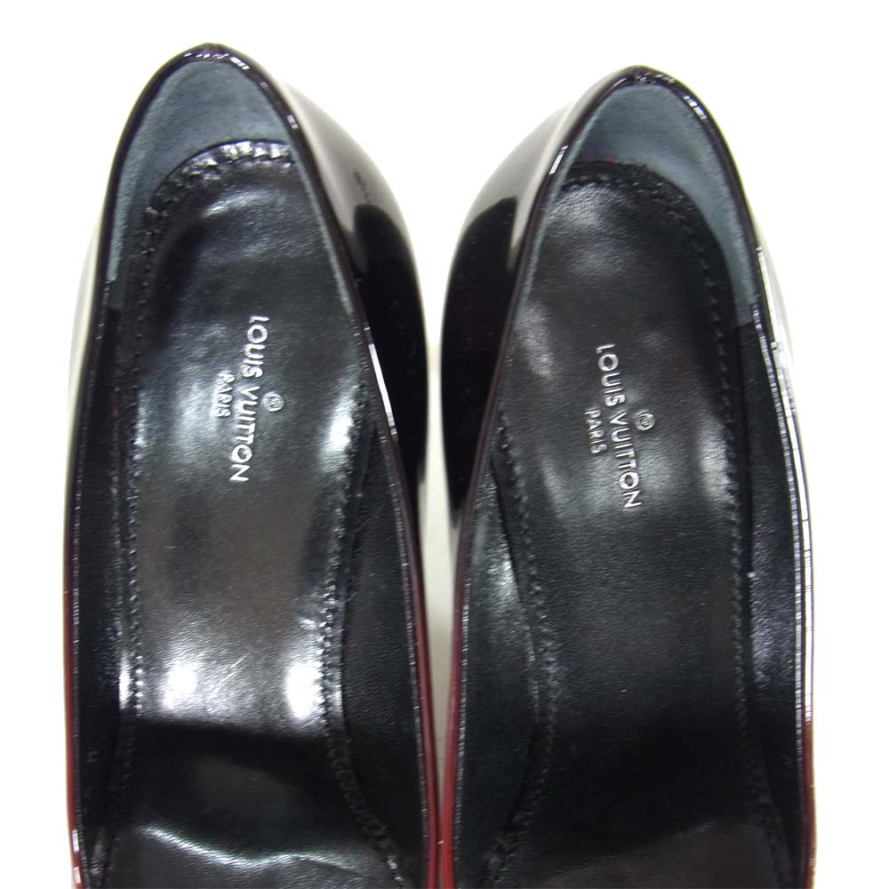 LOUIS VUITTON ルイ・ヴィトン NL0196 グラデーション リボン エナメル ヒール パンプス レッド系 37【中古】