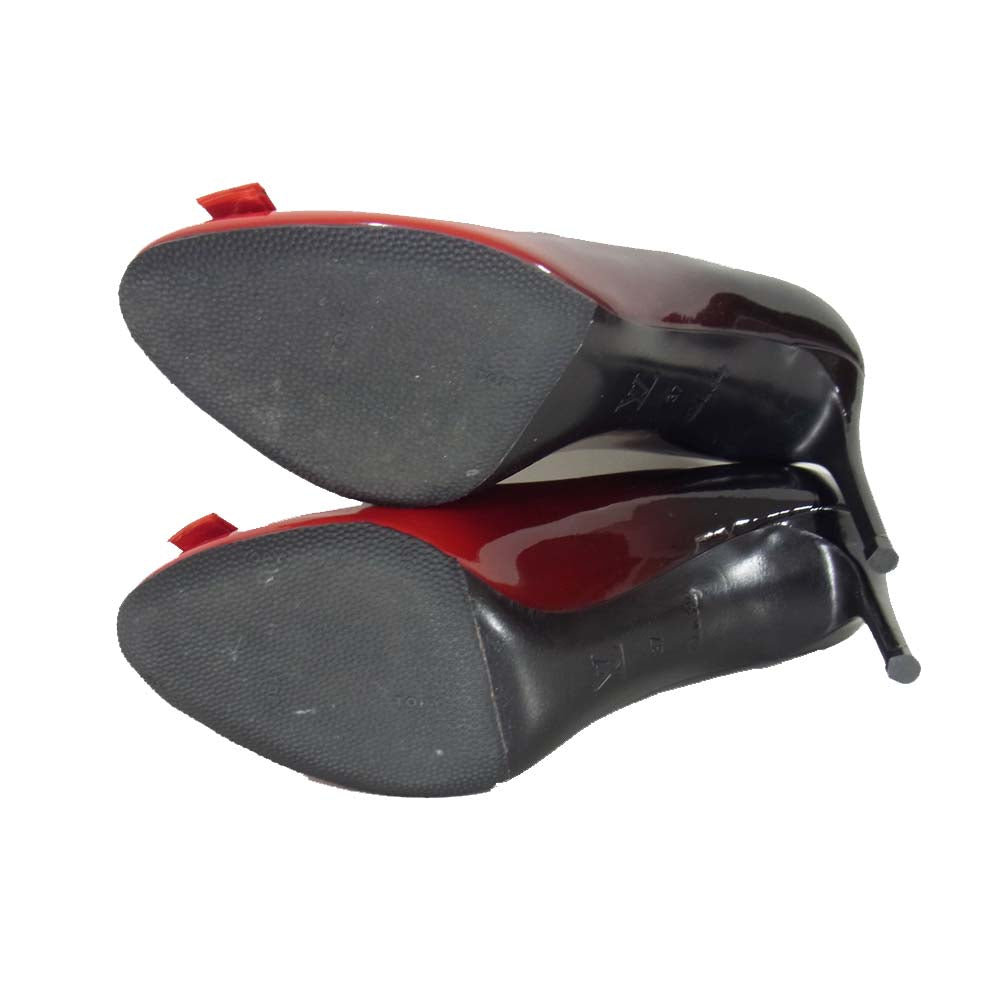 LOUIS VUITTON ルイ・ヴィトン NL0196 グラデーション リボン エナメル ヒール パンプス レッド系 37【中古】
