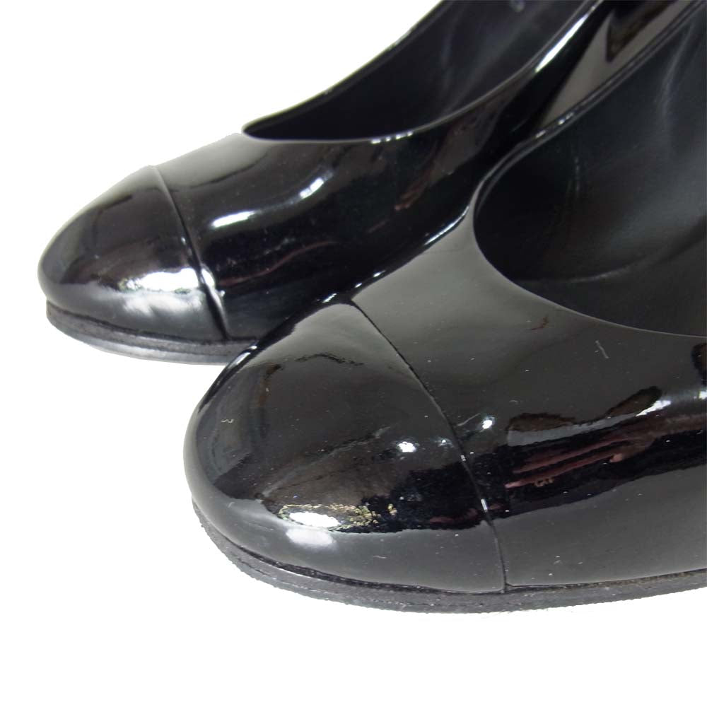 CHANEL シャネル C30295 ココマーク パール ヒール パンプス ブラック系 37【中古】