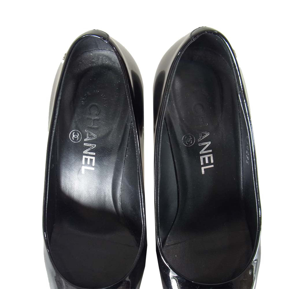 CHANEL シャネル C30295 ココマーク パール ヒール パンプス ブラック系 37【中古】