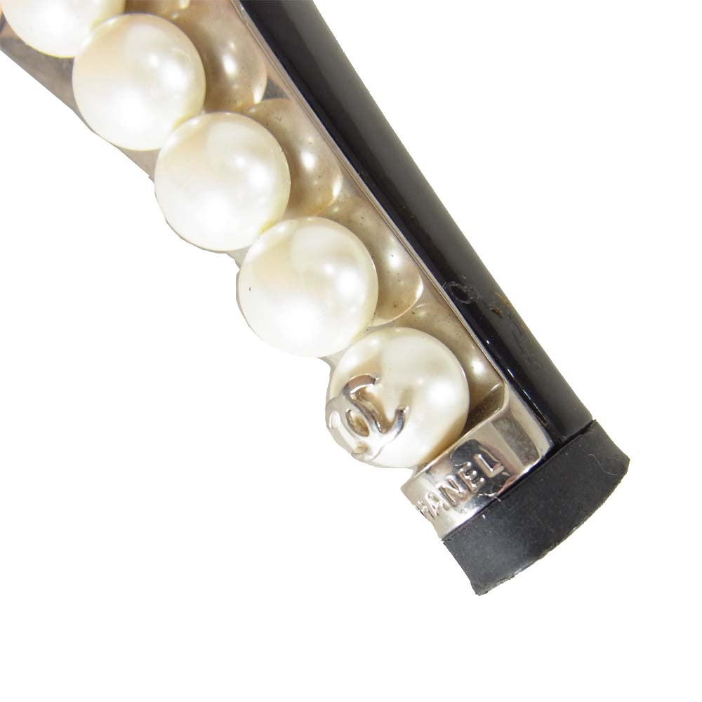 CHANEL シャネル C30295 ココマーク パール ヒール パンプス ブラック系 37【中古】