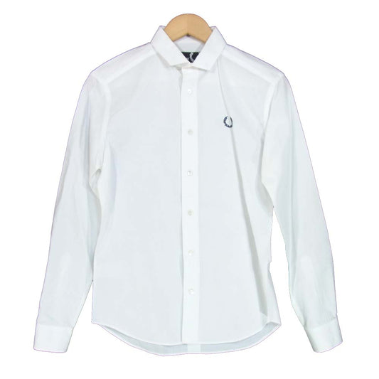 RAF SIMONS ラフシモンズ フレッドペリー Fred Perry 胸刺繍 ボタンダウン ウィングカラー シャツ ホワイト系 XS【中古】