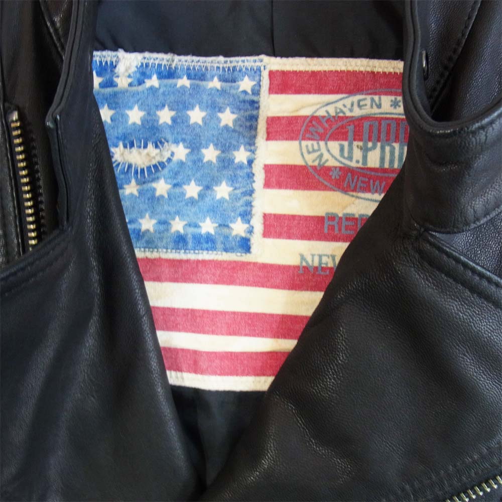 ジェイプレス NW-0313 ナンバリングパッチ ゴートレザー セミダブル ライダース ジャケット ブラック系 M【中古】