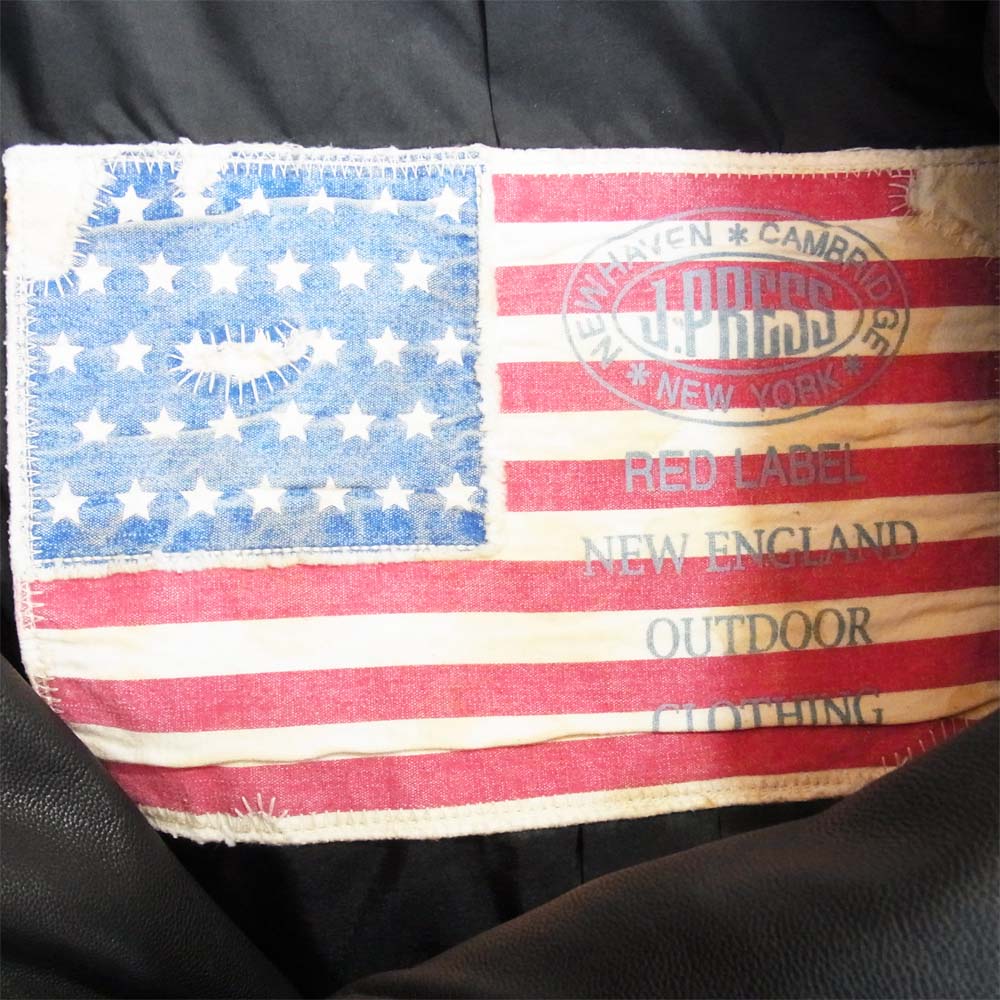 ジェイプレス NW-0313 ナンバリングパッチ ゴートレザー セミダブル ライダース ジャケット ブラック系 M【中古】