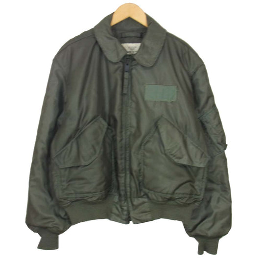 米軍 CWU 45/P SCOVILLジップ フライトジャケット ミリタリージャケット カーキ系 L【中古】