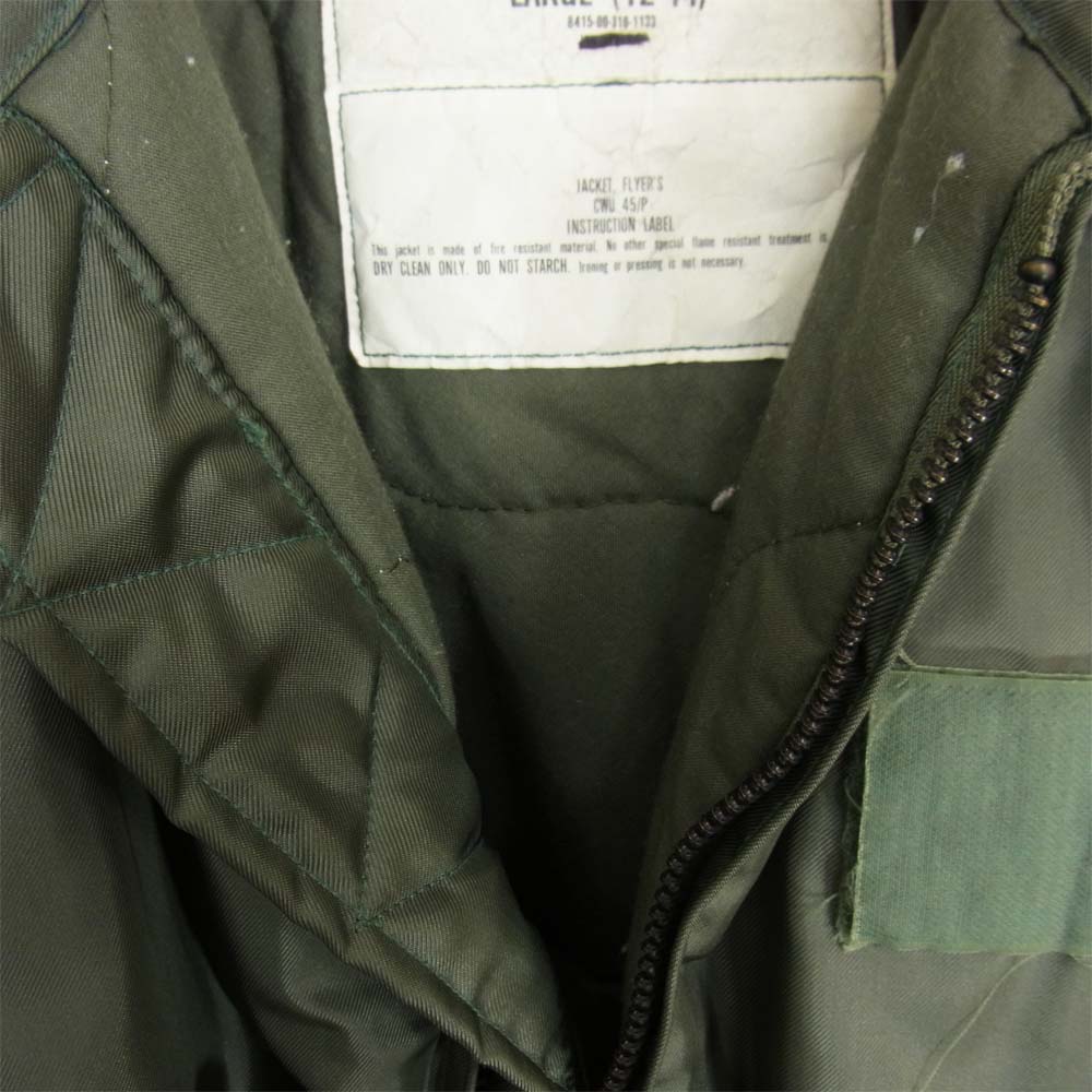 米軍 CWU 45/P SCOVILLジップ フライトジャケット ミリタリージャケット カーキ系 L【中古】
