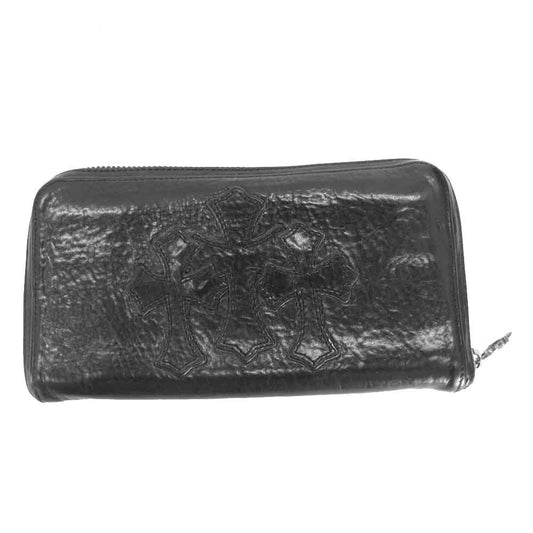 CHROME HEARTS クロムハーツ（原本無） REC F ZIP セメタリークロスパッチ ウォレット ブラック系【中古】