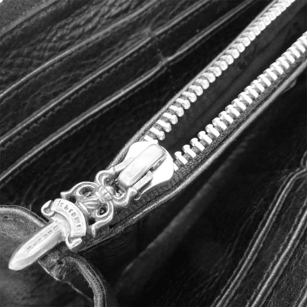 CHROME HEARTS クロムハーツ（原本無） REC F ZIP セメタリークロスパッチ ウォレット ブラック系【中古】