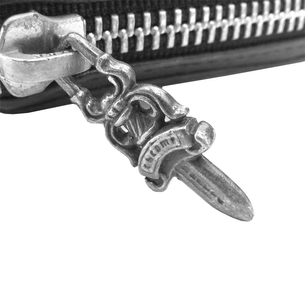 CHROME HEARTS クロムハーツ（原本無） REC F ZIP セメタリークロスパッチ ウォレット ブラック系【中古】