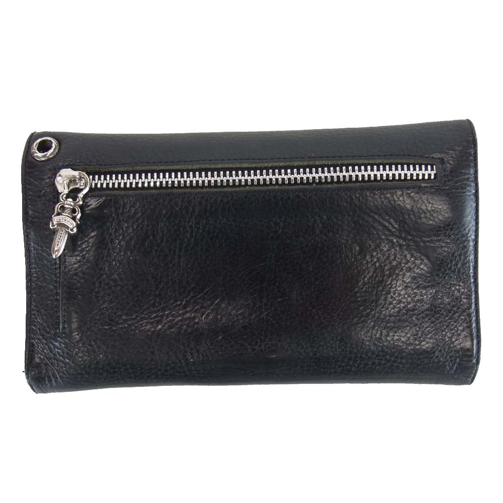 CHROME HEARTS クロムハーツ（原本無）  WAVE CROSS BALL WALLET ウェーブ ウォレット クロス ボタン ブラック系【中古】