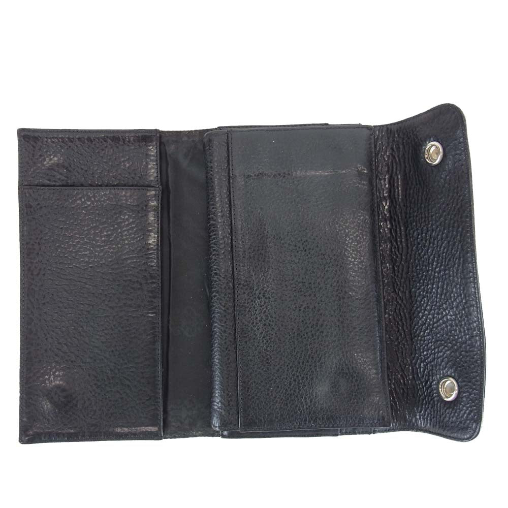 CHROME HEARTS クロムハーツ（原本無）  WAVE CROSS BALL WALLET ウェーブ ウォレット クロス ボタン ブラック系【中古】