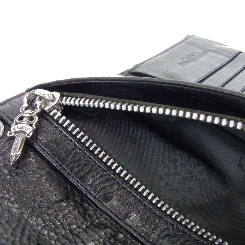 CHROME HEARTS クロムハーツ（原本無）  WAVE CROSS BALL WALLET ウェーブ ウォレット クロス ボタン ブラック系【中古】