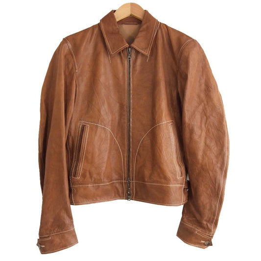 JIL SANDER ジルサンダー 国内正規品 レザー スポーツ ジャケット ブラウン系 44【中古】