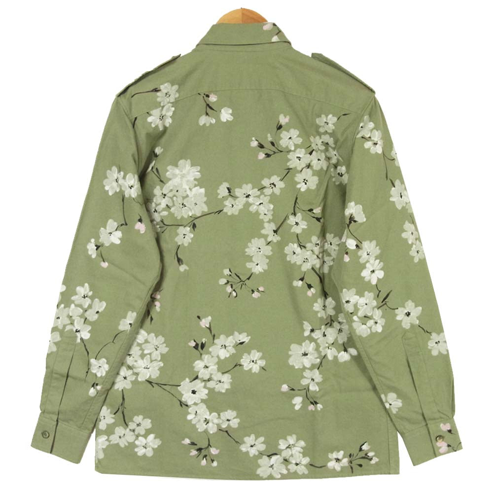 GUCCI グッチ 03SS 国内正規品 トムフォード期 花柄 フラワーペイント 長袖 ミリタリーシャツ グリーン系 XS【美品】【中古】