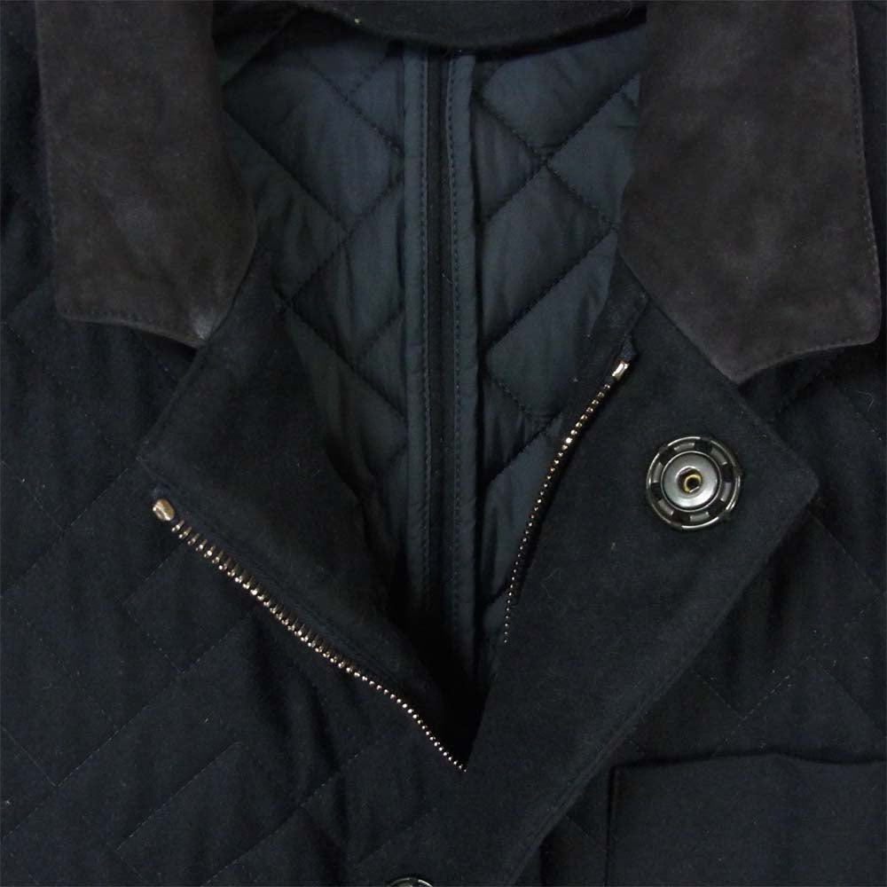 GIORGIO ARMANI ジョルジオアルマーニ WATER REPELLENT 襟スエード キルティング ジップ ジャケット ダークネイビー系【中古】