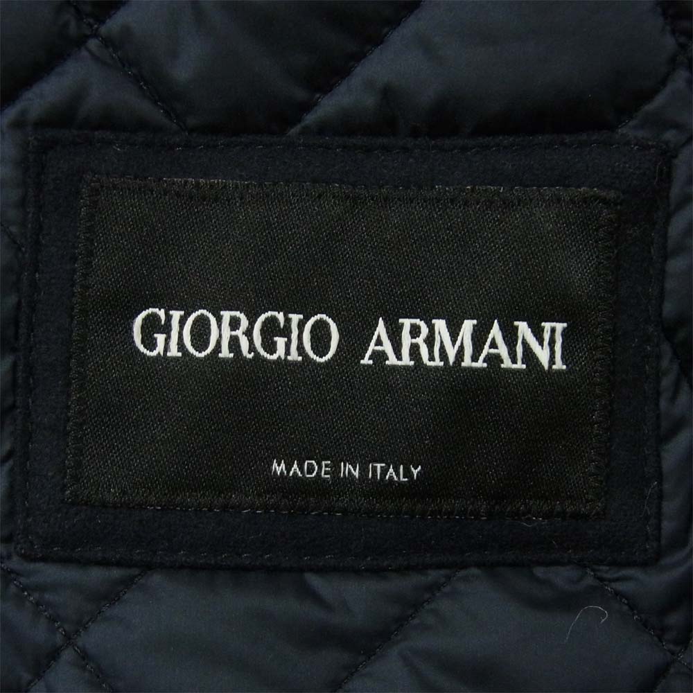 GIORGIO ARMANI ジョルジオアルマーニ WATER REPELLENT 襟スエード キルティング ジップ ジャケット ダークネイビー系【中古】