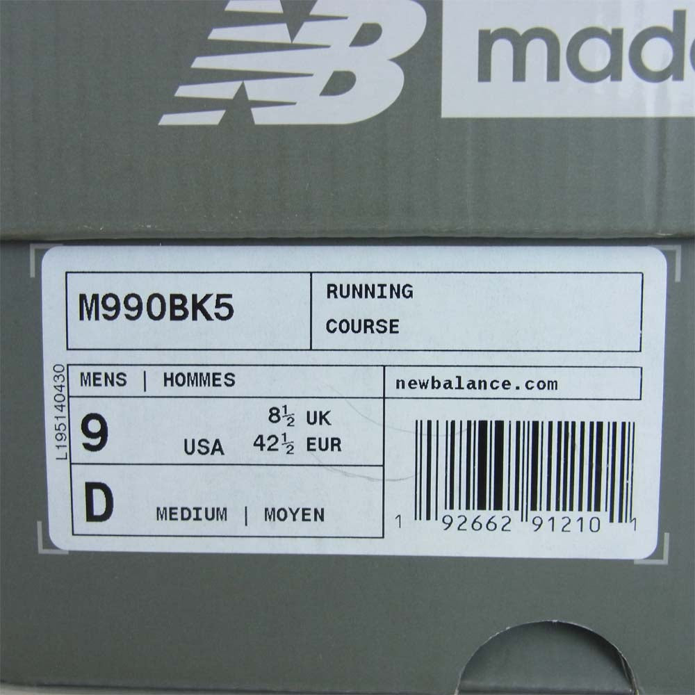 NEW BALANCE ニューバランス M990BK5 USA製 M990 BK5 ブラック ブラック系 27cm【極上美品】【中古】