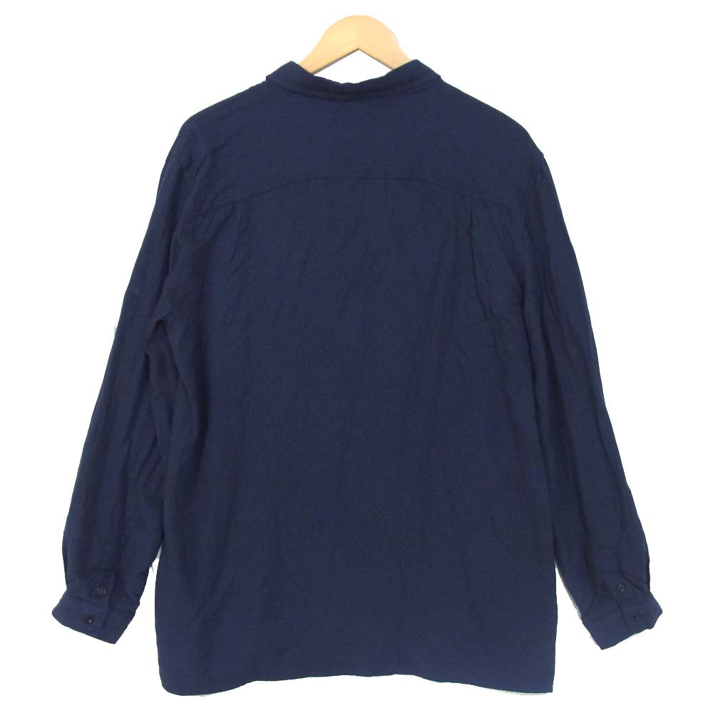 ブルータ 刺繍 レーヨン 長袖 シャツ ダークネイビー系 L【中古】