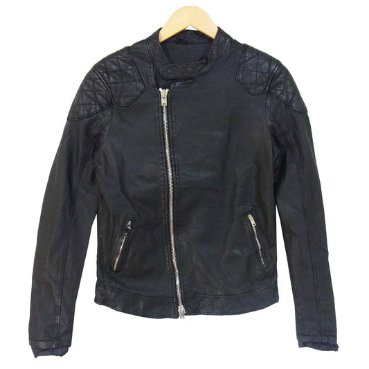 GIORGIO BRATO ジョルジオブラット WLG 羊革 レザー セミダブルライダース ジャケット ブラック系 44【中古】