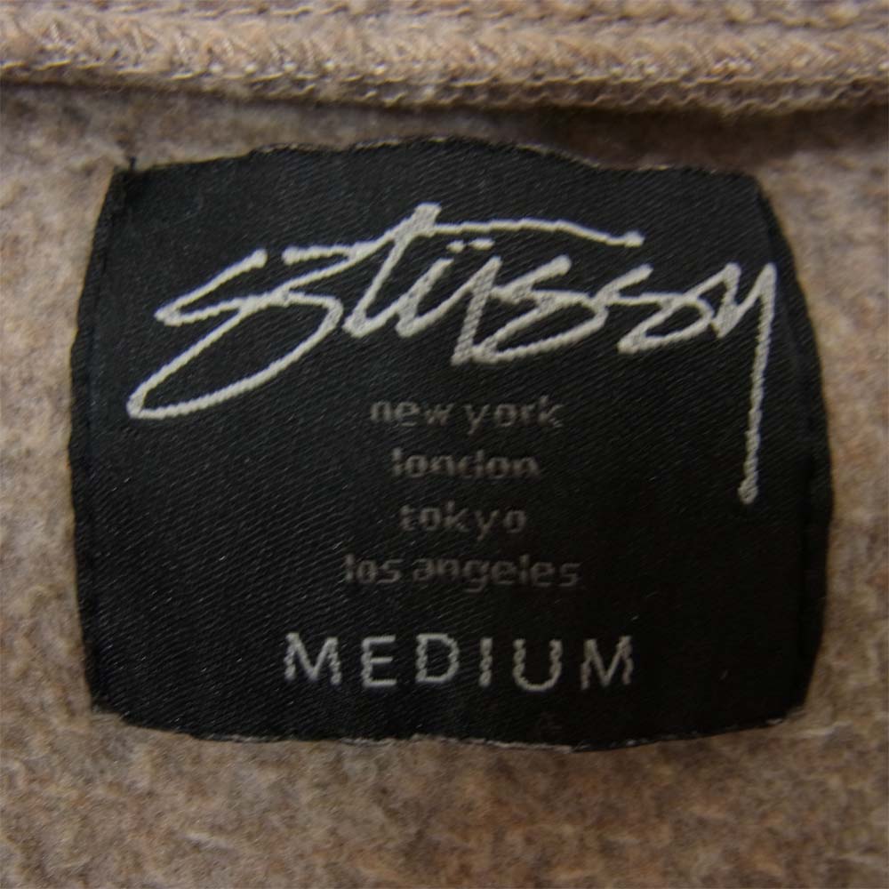 STUSSY ステューシー ロゴ フリース ハーフジップ プルオーバー ジャケット ベージュ系 M【中古】