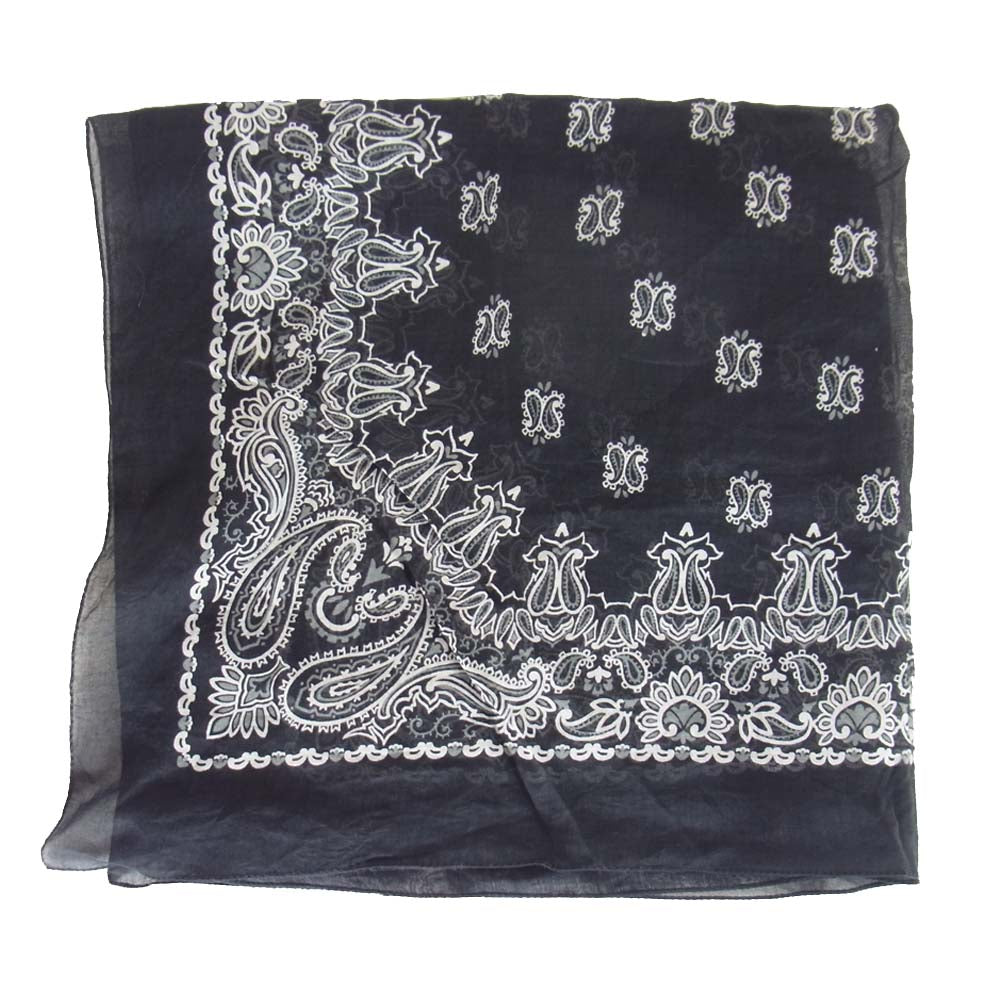 SAINT LAURENT サンローラン バンダナ ペイズリー ストール スカーフ ブラック系【中古】