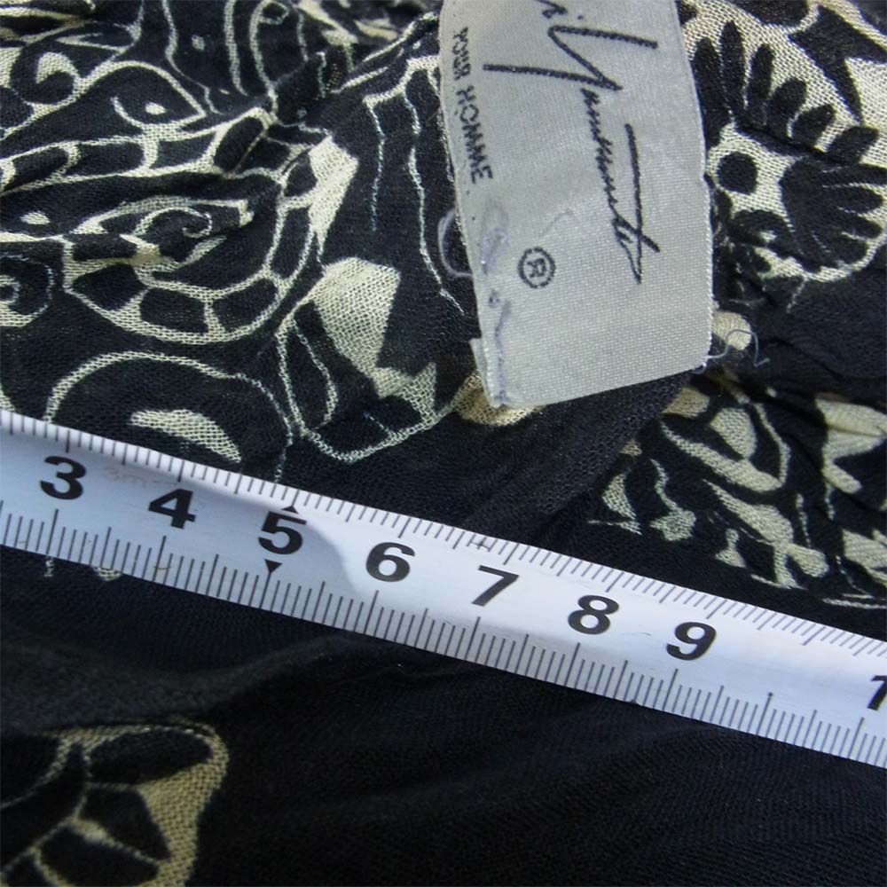 Yohji Yamamoto ヨウジヤマモト 総柄 皺加工 ストール ブラック×ベージュ系【中古】