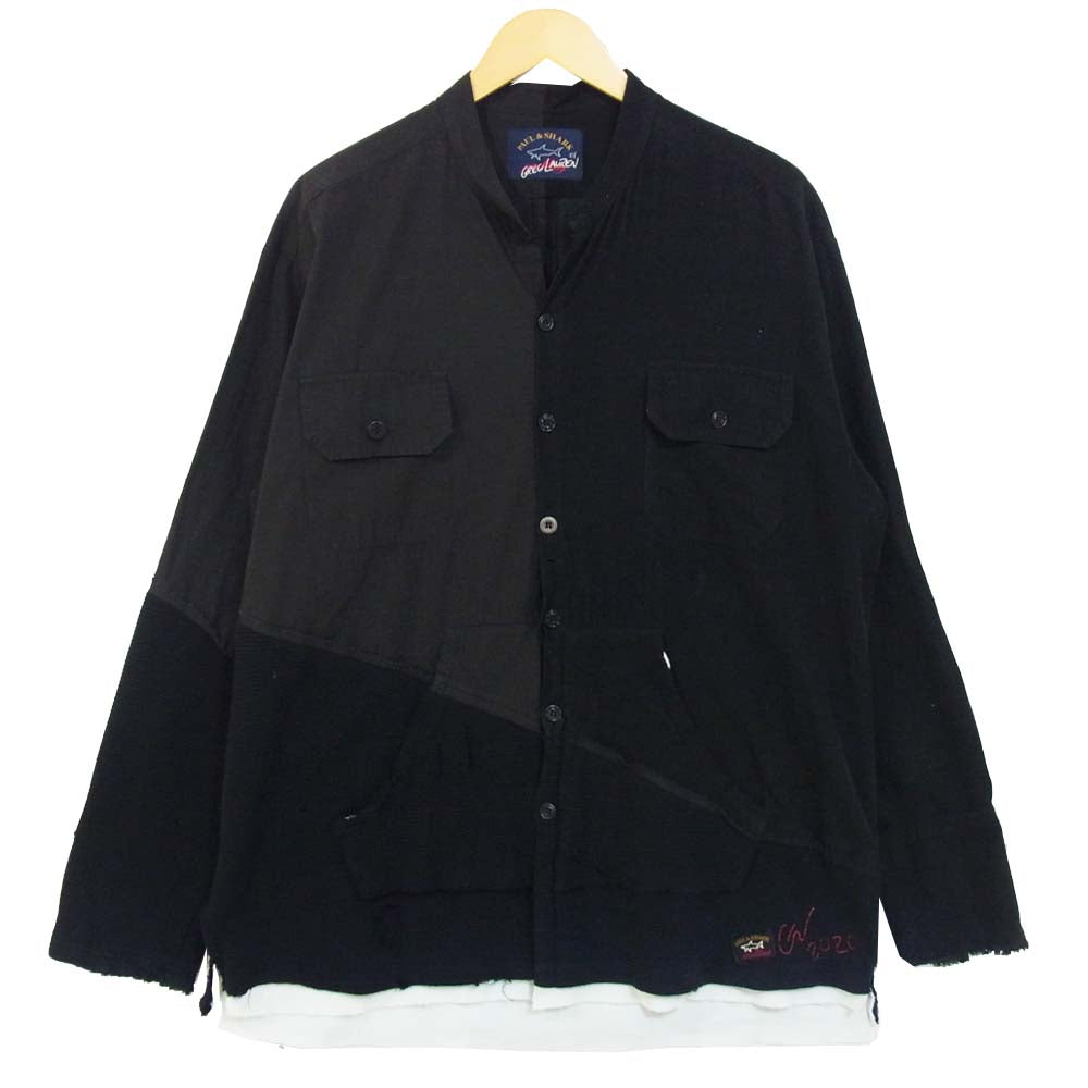 グレッグローレン 2020 解体再構築 クレイジーパターン サーマル×コーデュロイ×リップストップ スタンドカラー ジャケット ブラック系 L【中古】