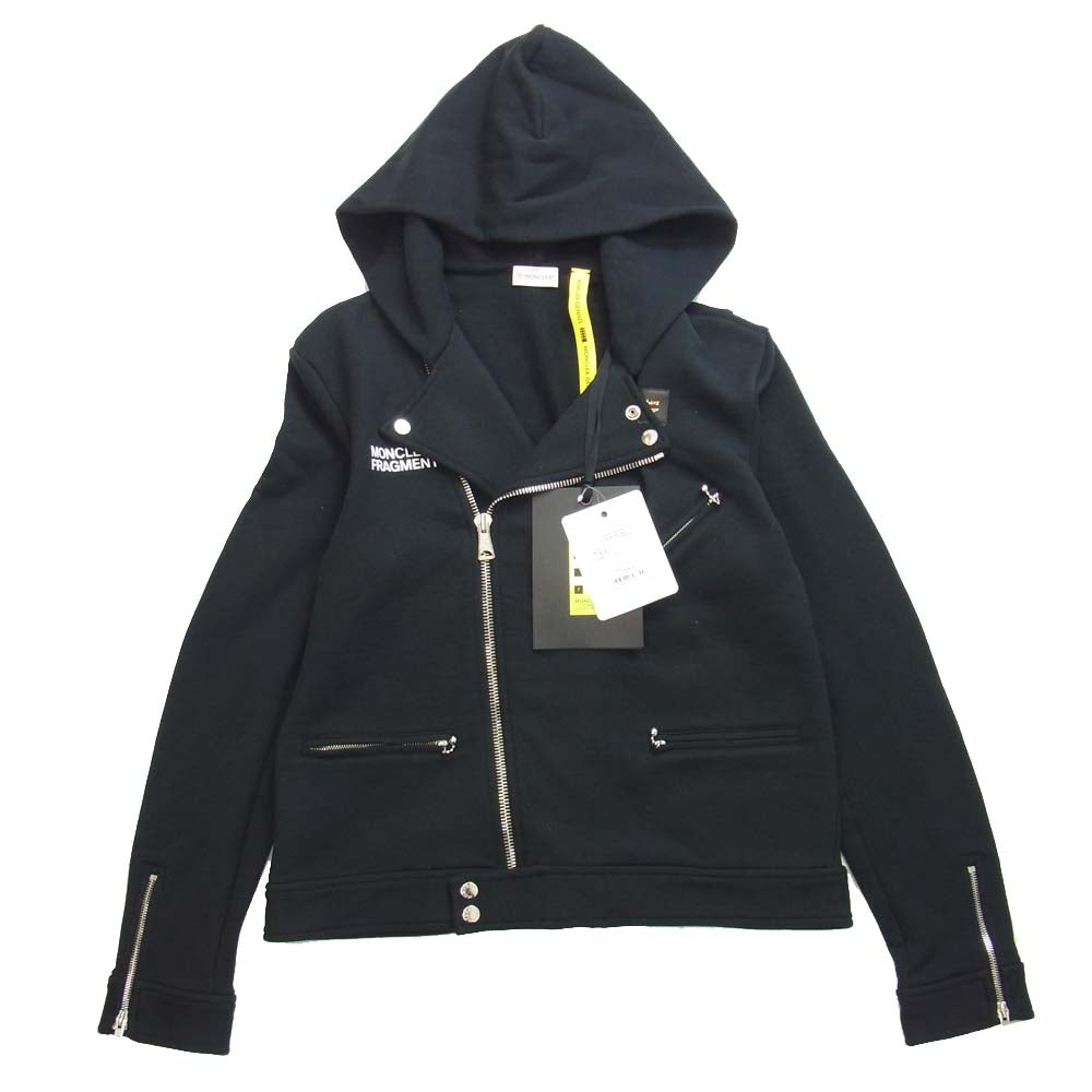 MONCLER モンクレール 20AW F209U8G70810 809F4 GENIUS × ルイスレザー Lewis Leathers × フラグメント FRAGMENT MAGLIA CARDIGAN スウェット ライダース ジャケット ブラック系 L【極上美品】【中古】