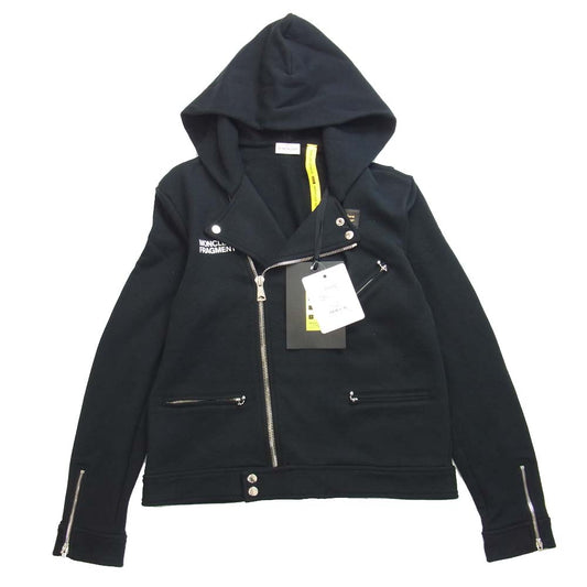 MONCLER モンクレール 20AW F209U8G70810 809F4 GENIUS × ルイスレザー Lewis Leathers × フラグメント FRAGMENT MAGLIA CARDIGAN スウェット ライダース ジャケット ブラック系 L【極上美品】【中古】