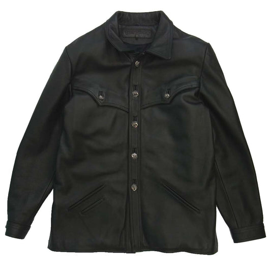 CHROME HEARTS クロムハーツ（原本無） HUNTING JACKET クロウボタン クロー レザー ハンティングジャケット ブラック系 L【中古】