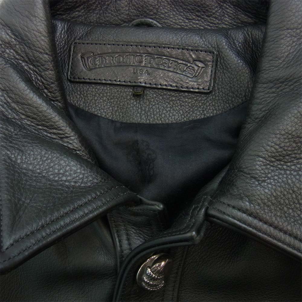 CHROME HEARTS クロムハーツ（原本無） HUNTING JACKET クロウボタン クロー レザー ハンティングジャケット ブラック系 L【中古】