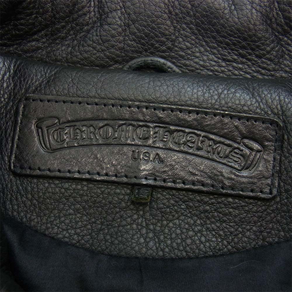 CHROME HEARTS クロムハーツ（原本無） HUNTING JACKET クロウボタン クロー レザー ハンティングジャケット ブラック系 L【中古】