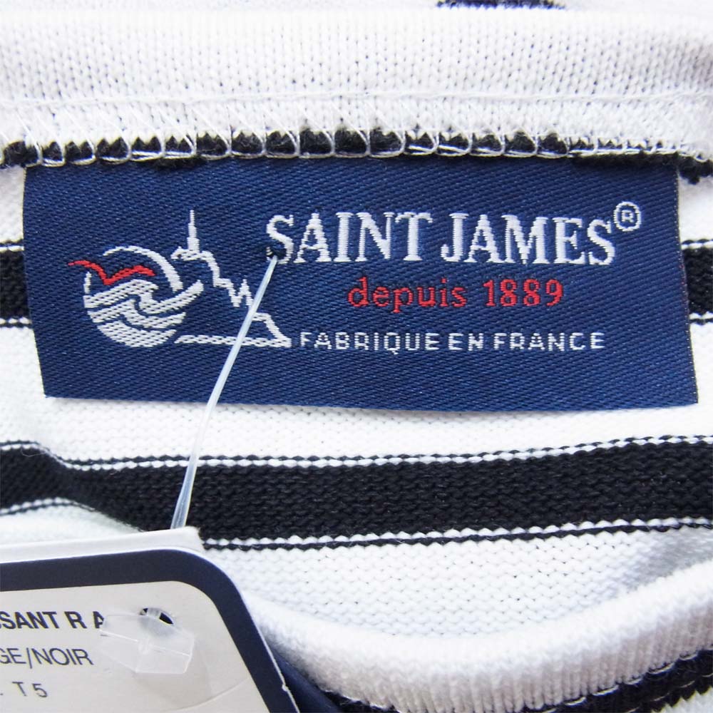 SAINT JAMES セントジェームス OUESSAN ウエッソン ボーダー バスクシャツ 長袖 白×黒 T5【新古品】【未使用】【中古】