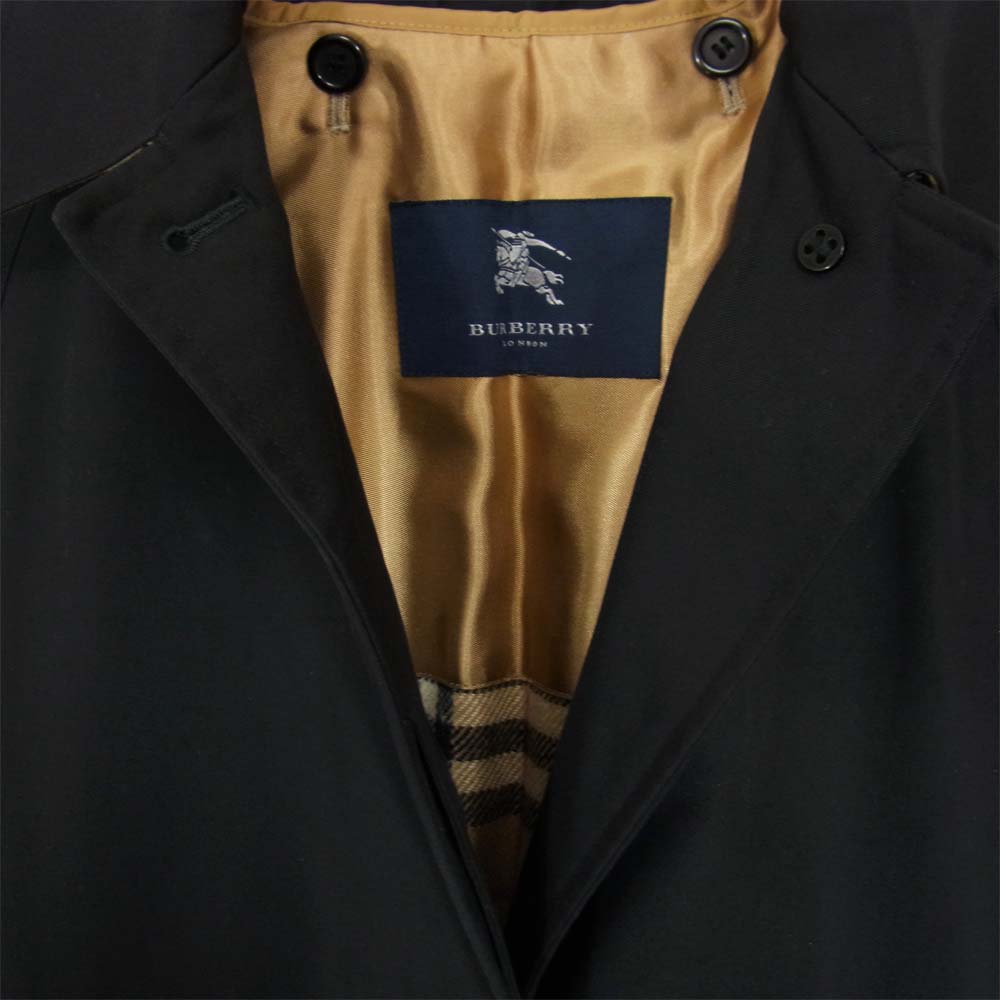 BURBERRY LONDON バーバリー ロンドン 着脱式ライナー付 裏地ノヴァチェック ステンカラー コート ブラック系【中古】