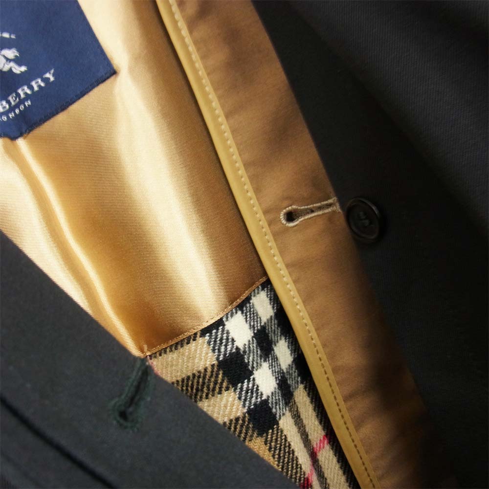 BURBERRY LONDON バーバリー ロンドン 着脱式ライナー付 裏地ノヴァチェック ステンカラー コート ブラック系【中古】