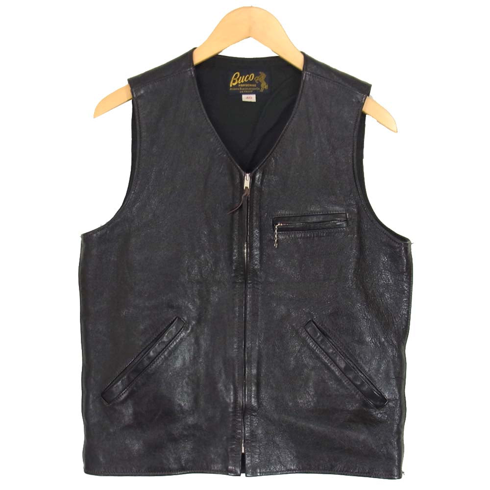 BUCO ブコ ホースハイド レザー ベスト ブラック系 40【中古】