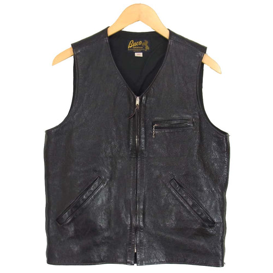 BUCO ブコ ホースハイド レザー ベスト ブラック系 40【中古】