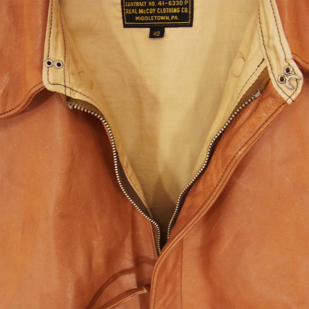The REAL McCOY'S ザリアルマッコイズ A-2 フライト レザー ジャケット ブラウン系 42【中古】