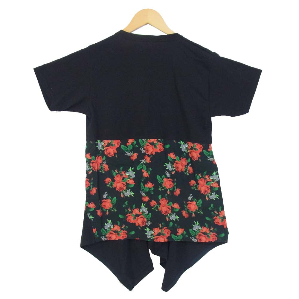 ルッツヒュエル LZ-S19-0000-385 TDARTS  花柄 切替 Tシャツ BLACK+VERMILLION サイズ表記無し【美品】【中古】