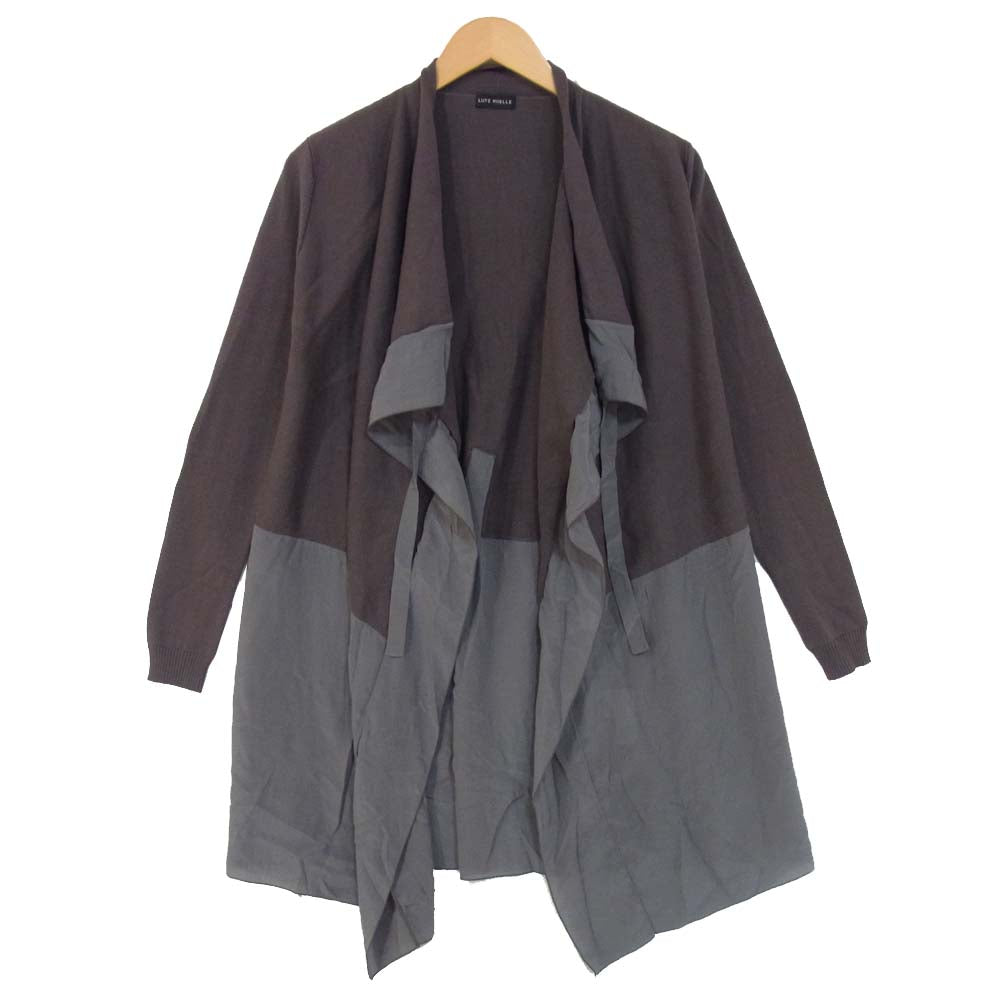 ルッツヒュエル KIARAKN1009/ST シフォン ドッキング ニット カーディガン チャコール系 S【美品】【中古】