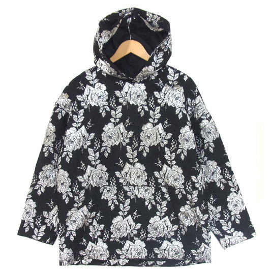 ルッツヒュエル LZ-A19-0000-484 COUTURE HOODIE メタル混 花柄 パーカー ブラック×シルバー系 OS【美品】【中古】