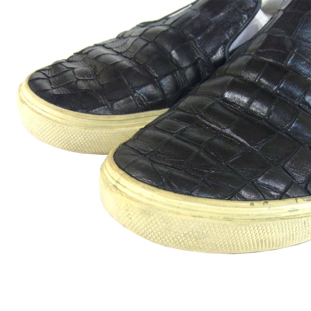 SAINT LAURENT サンローラン VU 377362 クロコ型押し レザー スリッポン スニーカー ブラック系 42【中古】