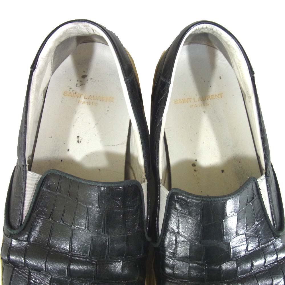 SAINT LAURENT サンローラン VU 377362 クロコ型押し レザー スリッポン スニーカー ブラック系 42【中古】