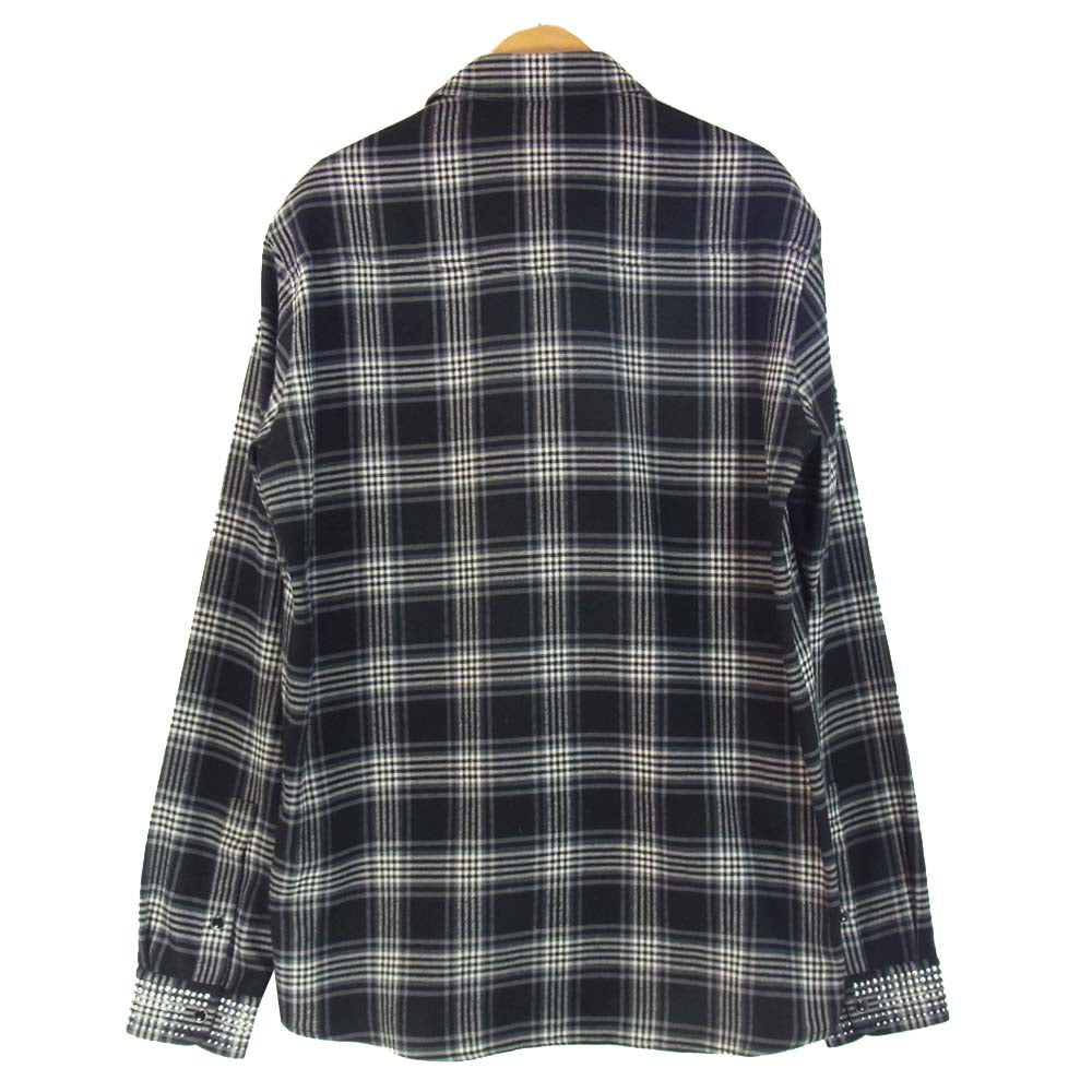 VALENTINO ヴァレンティノ フランネル チェック スタッズ 長袖シャツ ブラック系 40【中古】