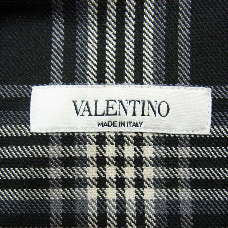 VALENTINO ヴァレンティノ フランネル チェック スタッズ 長袖シャツ ブラック系 40【中古】