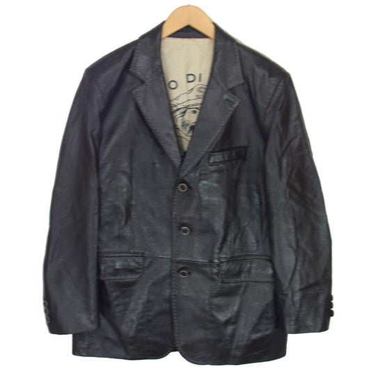 シナコバ ラムレザー テーラード ジャケット ブラック系 L【中古】