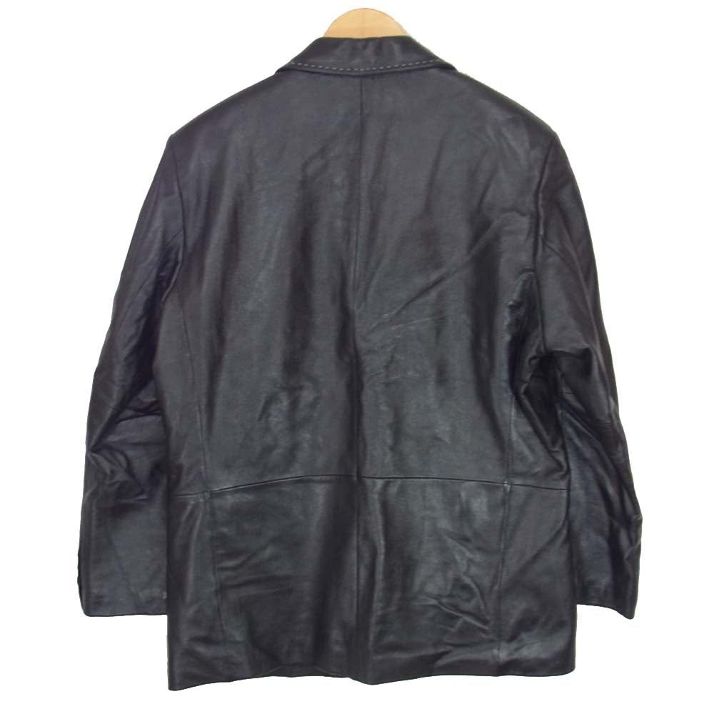 シナコバ ラムレザー テーラード ジャケット ブラック系 L【中古】
