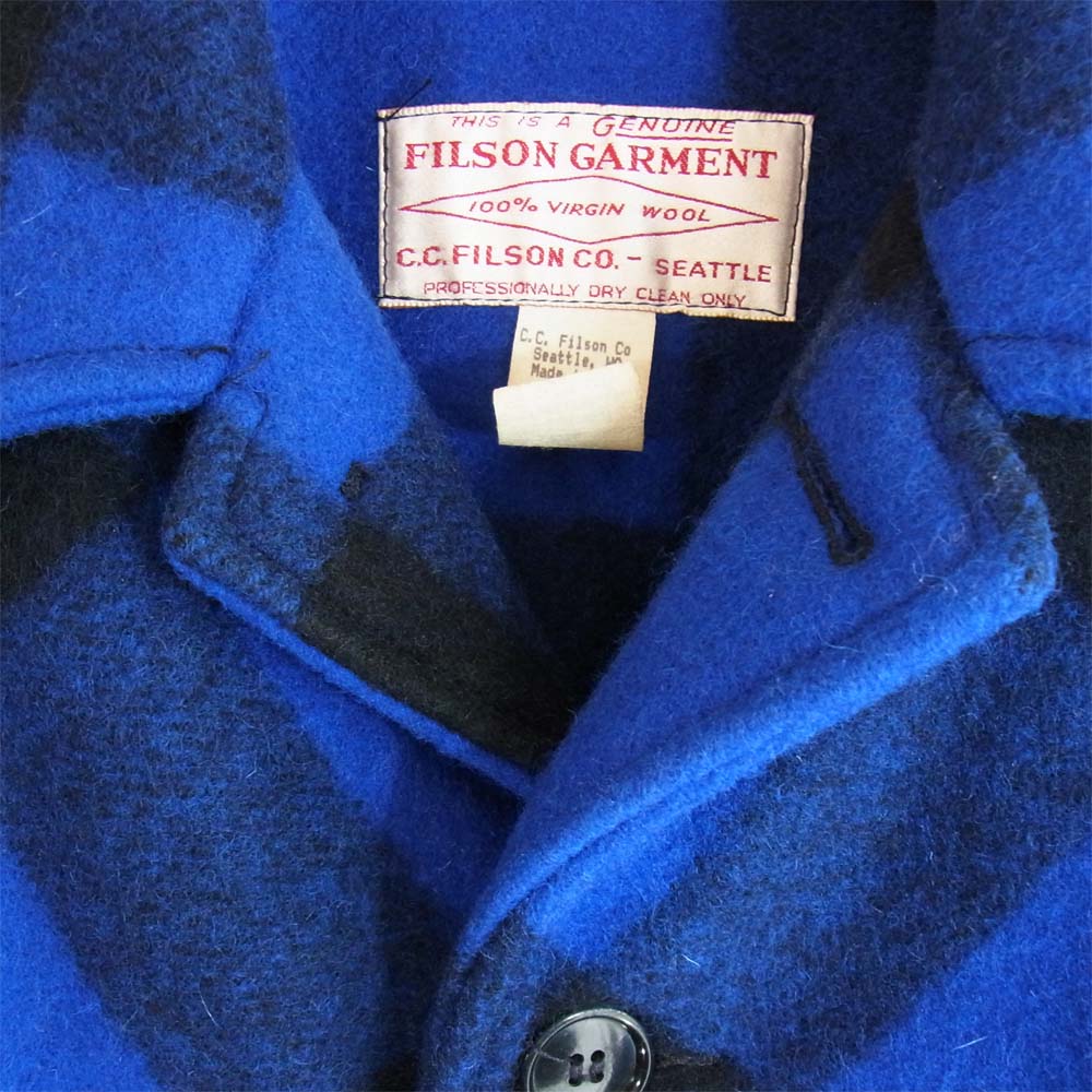 FILSON フィルソン ダブルマッキーノクルーザー ヴァージンウール ジャケット 黒×青 40【美品】【中古】
