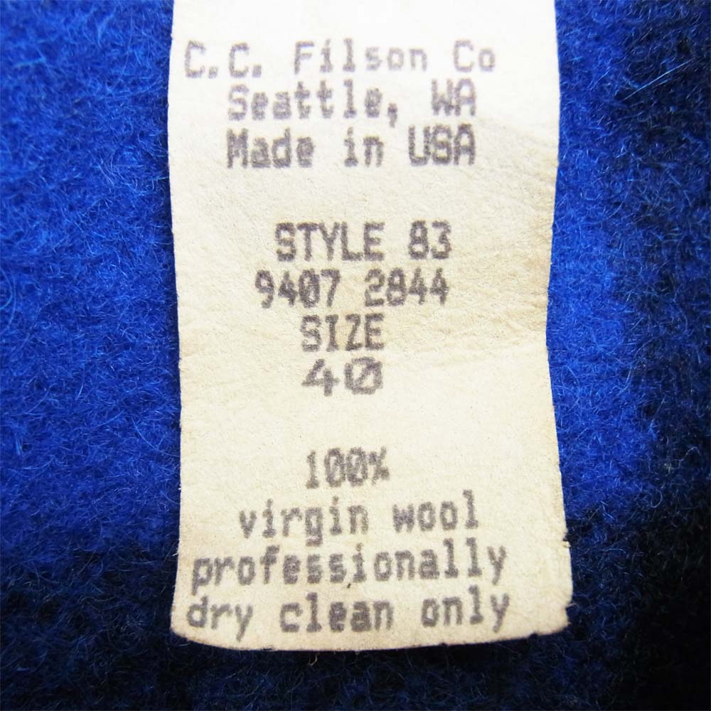 FILSON フィルソン ダブルマッキーノクルーザー ヴァージンウール ジャケット 黒×青 40【美品】【中古】