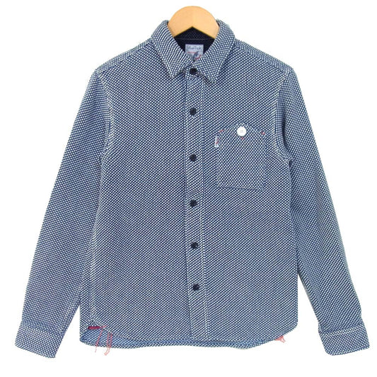 ブルートリック インディゴ 刺し子 長袖 ワークシャツ ネイビー系 2【極上美品】【中古】